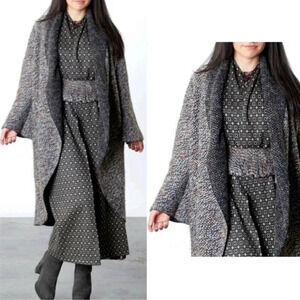 Bryn Walker Wrap Coat in Nero/Bianco Isle of Skye Size XXS